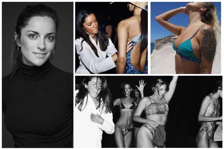 La diseñadora Elena Morales y algunos de sus trabajos (Foto TA)